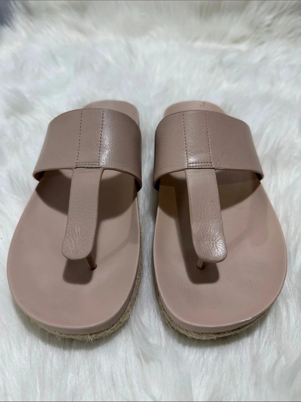 Vince Camuto Blush Espadrille Leather Platform Thong Sandals w/Contoured Bed - 9 - Picture 4 of 16